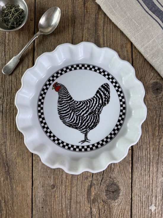 Department 56 Other - Department 56 "French Hens" Rooster Quiche Dish — Oven to Table Ceramic Bakeware